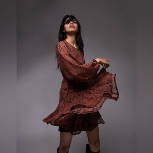 Topshop Swing Paisley Floral Print Dress